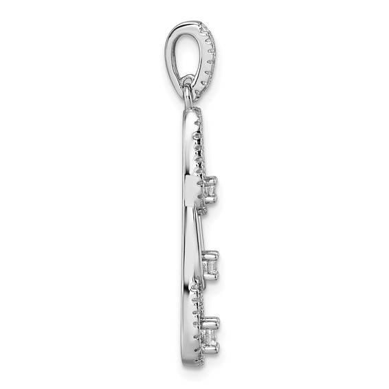 Sterling Silver Rhodium-plated 3-Stone CZ Dangle Pendant