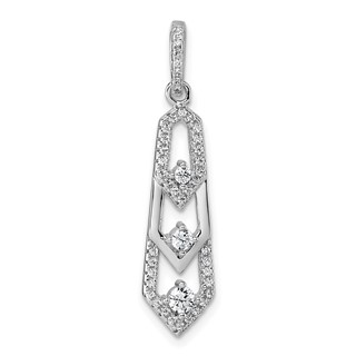 Sterling Silver Rhodium-plated 3-Stone CZ Pointed Pendant