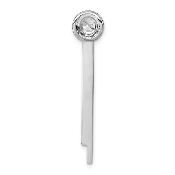 Sterling Silver Rhodium-plated CZ Halo with Dangle Bar Chain Slide Pendant