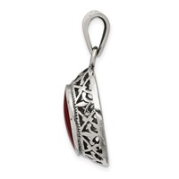 Sterling Silver Oval Carnelian in Filigree Frame Pendant view 2