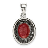 Sterling Silver Oval Carnelian in Filigree Frame Pendant view 4