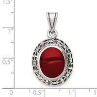Sterling Silver Oval Carnelian in Filigree Frame Pendant view 3