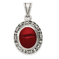 Sterling Silver Oval Carnelian in Filigree Frame Pendant view 1