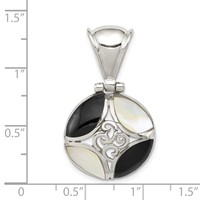Sterling Silver Antiqued Black Onyx and Mother of Pearl Pendant view 3