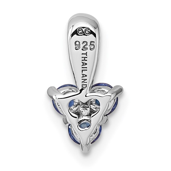 Sterling Silver Rhodium-plated Polished Three Round Sapphires Pendant