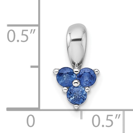 Sterling Silver Rhodium-plated Polished Three Round Sapphires Pendant