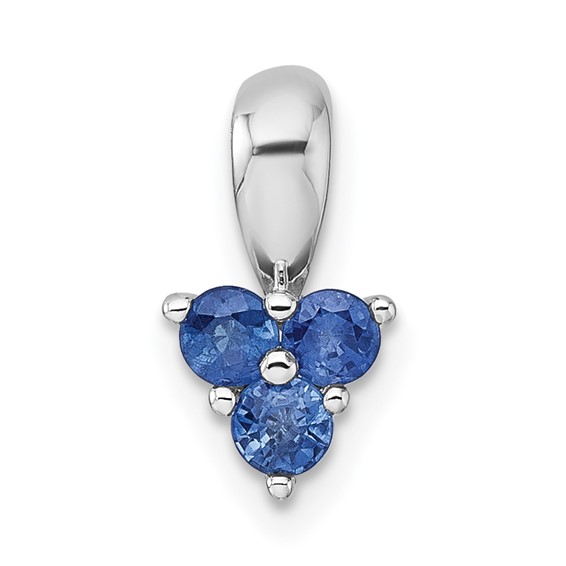 Sterling Silver Rhodium-plated Polished Three Round Sapphires Pendant