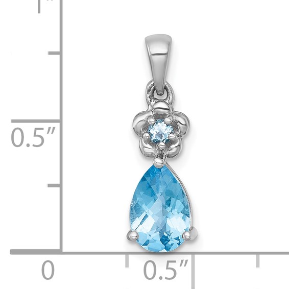 Sterling Silver Gemstone Flower and Teardrop Pendant