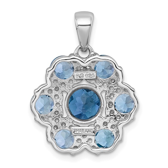 Sterling Silver Gemstone Flower Pendant