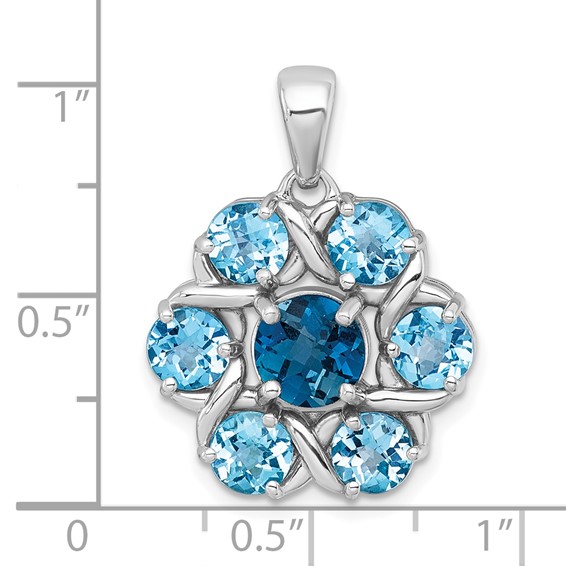 Sterling Silver Gemstone Flower Pendant
