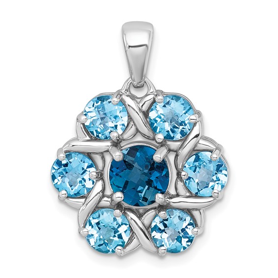 Sterling Silver Gemstone Flower Pendant