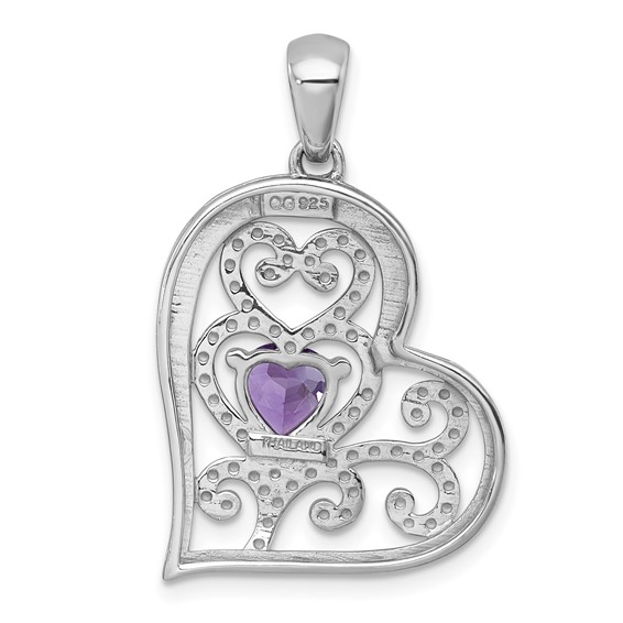 Sterling Silver Beaded Gemstone Heart Pendant