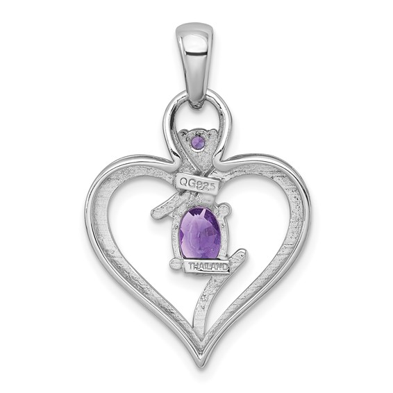 Sterling Silver Heart Gemstone Pendant