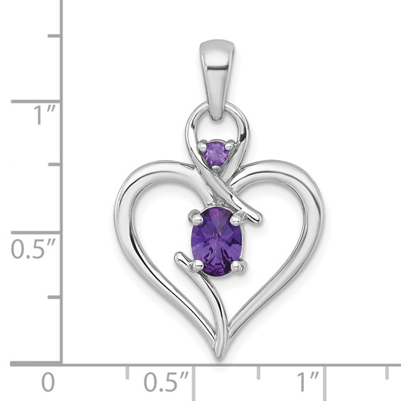 Sterling Silver Heart Gemstone Pendant