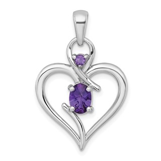 Sterling Silver Heart Gemstone Pendant
