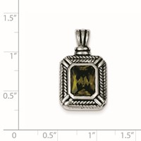 Sterling Silver Green CZ Square Pendant view 2