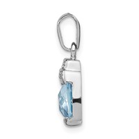 Sterling Silver Rhodium-plated Blue and Clear CZ Pendant view 2