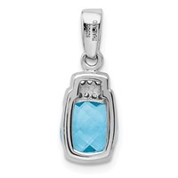Sterling Silver Rhodium-plated Blue and Clear CZ Pendant view 3