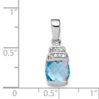 Sterling Silver Rhodium-plated Blue and Clear CZ Pendant view 4