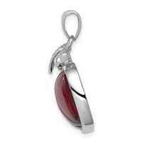 Sterling Silver Rhodium-plated Red CZ Cabochon Apple Pendant view 2