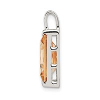 Sterling Silver Rectangular Champagne CZ Pendant view 2