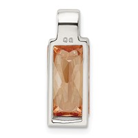 Sterling Silver Rectangular Champagne CZ Pendant view 3