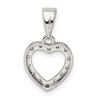 Sterling Silver Rhodium-plated CZ Heart Shape Pendant view 4