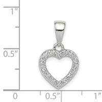 Sterling Silver Rhodium-plated CZ Heart Shape Pendant view 3