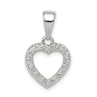 Sterling Silver Rhodium-plated CZ Heart Shape Pendant view 1
