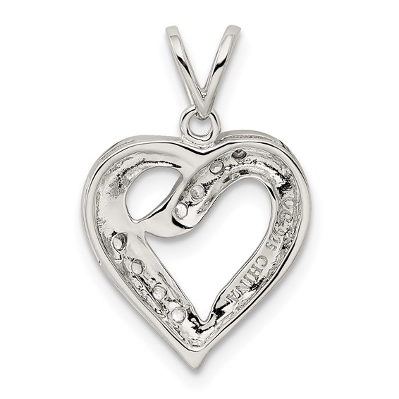 Sterling Silver CZ Heart Pendant
