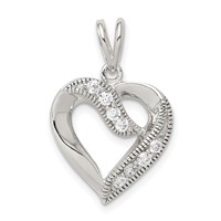 Sterling Silver CZ Heart Pendant view 1
