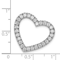 Sterling Silver Rhodium-plated CZ Heart Slide Pendant view 3