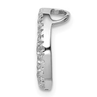 Sterling Silver Rhodium-plated 13mm CZ Circle Chain Slide Pendant view 2