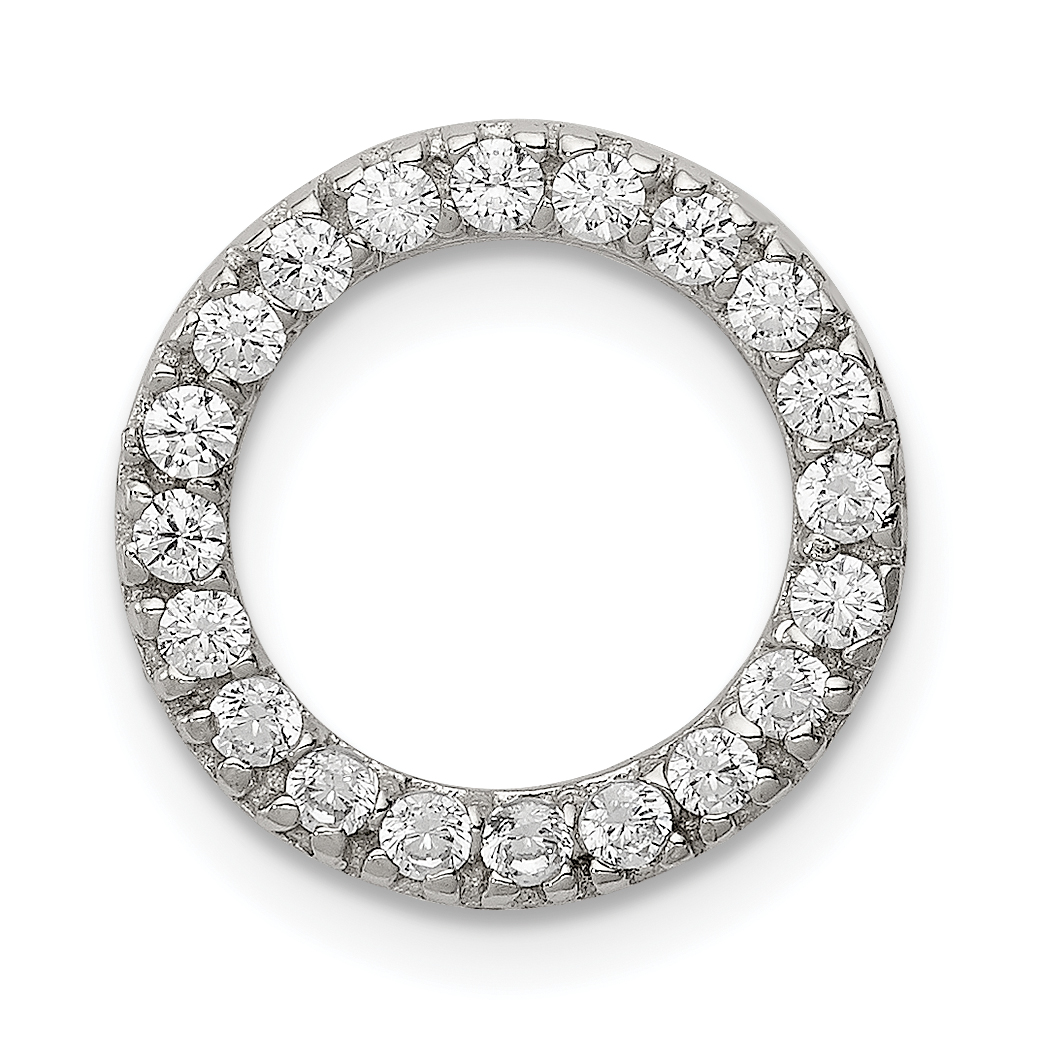 Sterling Silver Rhodium-plated CZ Round Pendant (QP770)