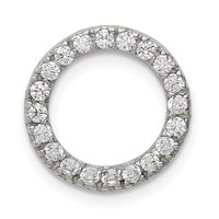Sterling Silver Rhodium-plated 13mm CZ Circle Chain Slide Pendant view 1