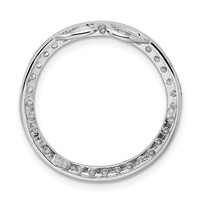 Sterling Silver Rhodium-plated 24mm CZ Circle Chain Slide Pendant view 4