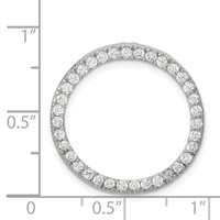 Sterling Silver Rhodium-plated 24mm CZ Circle Chain Slide Pendant view 3