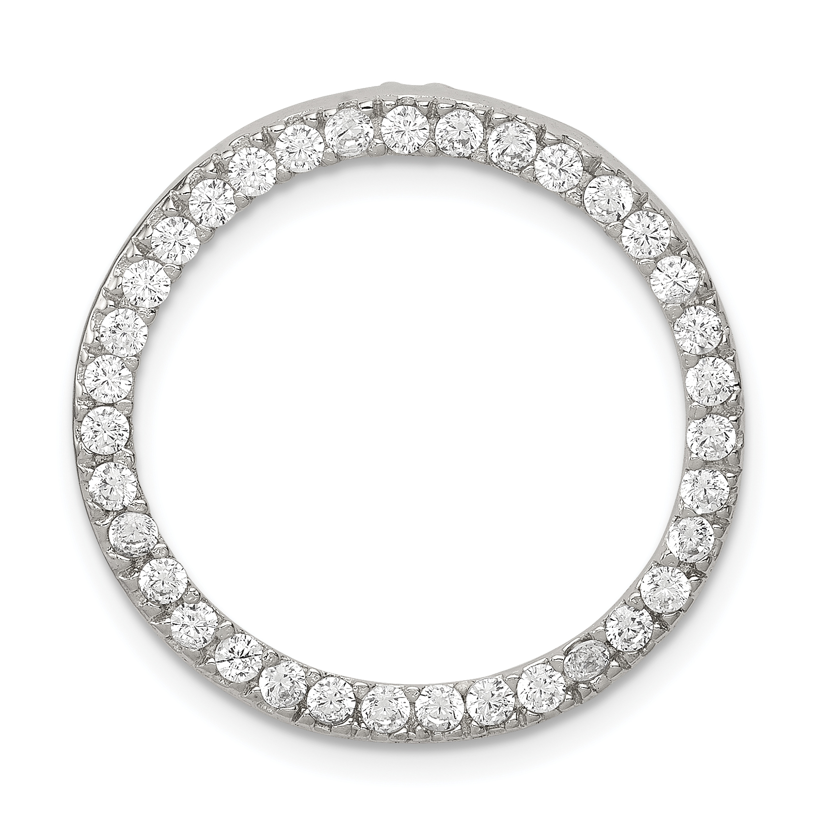 Sterling Silver Rhodium-plated CZ Round Pendant (QP771)