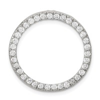 Sterling Silver Rhodium-plated 24mm CZ Circle Chain Slide Pendant view 1