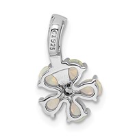 Sterling Silver Rhdoium Plated Opal Flower Pendant view 4