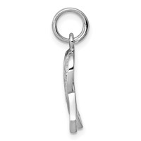 Sterling Silver Rhodium-plated CZ Awareness Ribbon Pendant view 2