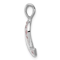 Sterling Silver Rhodium-plated Pink CZ Awareness Ribbon Pendant view 2