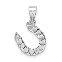 Sterling Silver Rhodium-plated Horseshoe CZ Pendant view 4