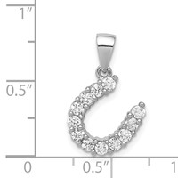 Sterling Silver Rhodium-plated Horseshoe CZ Pendant view 3