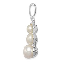 Sterling Silver Rhodium-plated Freshwater Cultured Pearl Snowman Pendant view 2