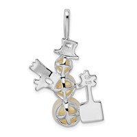 Sterling Silver Rhodium-plated Freshwater Cultured Pearl Snowman Pendant view 4