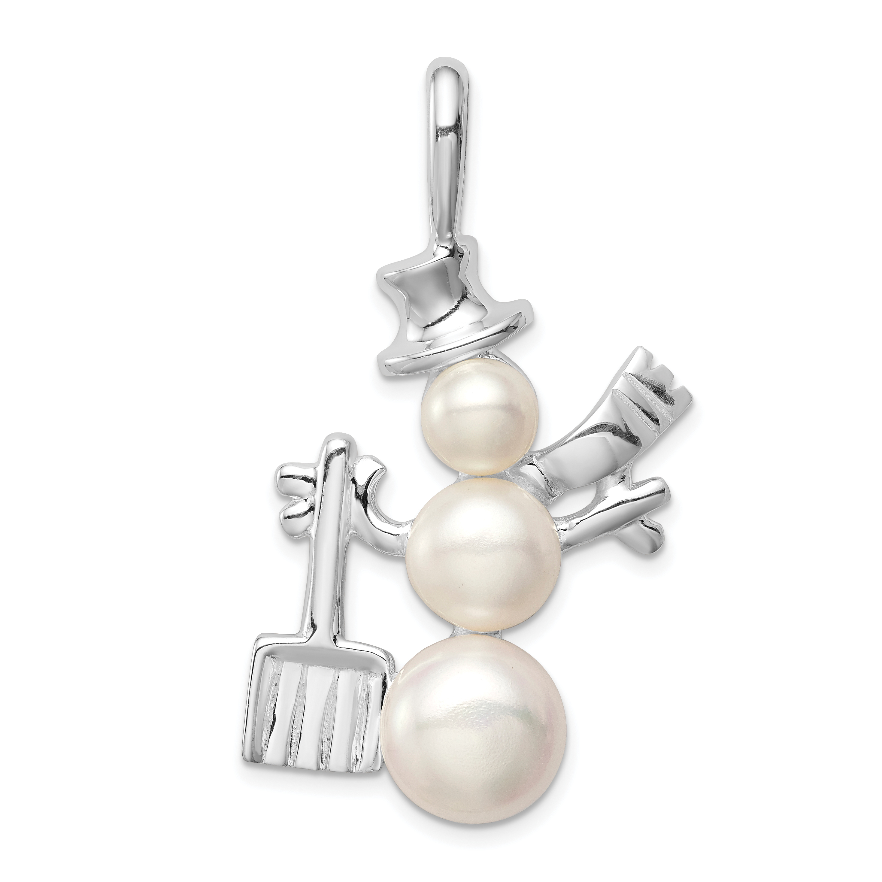 Sterling Silver FW Cultured Pearl Snowman Pendant (QP792)