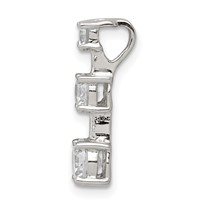 Sterling Silver Rhodium-plated 3-stone Graduated CZ -Fits Up to 3mm Cubetto- Pendant view 2