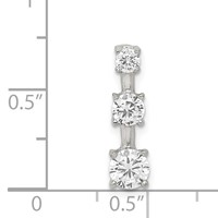 Sterling Silver Rhodium-plated 3-stone Graduated CZ -Fits Up to 3mm Cubetto- Pendant view 3