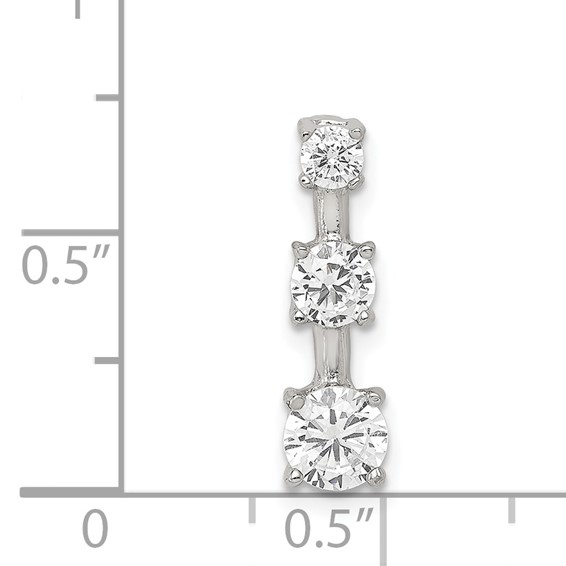 Sterling Silver Rhodium-plated 3-stone CZ Pendant